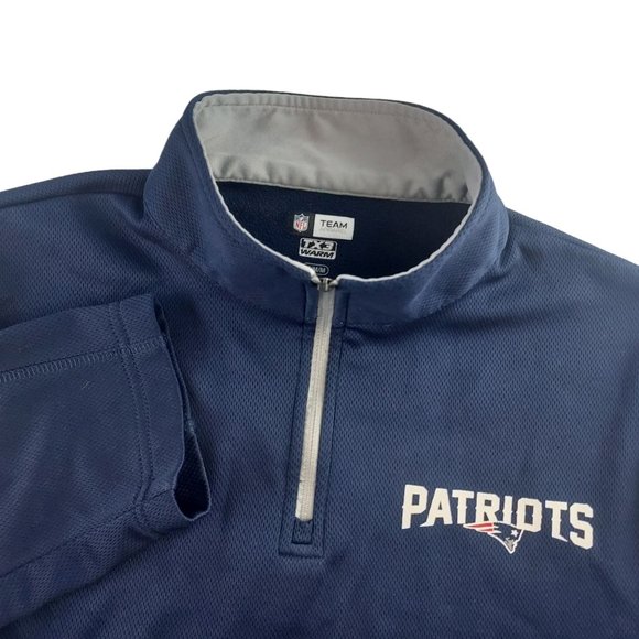 NFL Team Apparel Mens Medium Blue Patriots Long Sleeve Quarter Zip Pullover - Picture 1 of 5